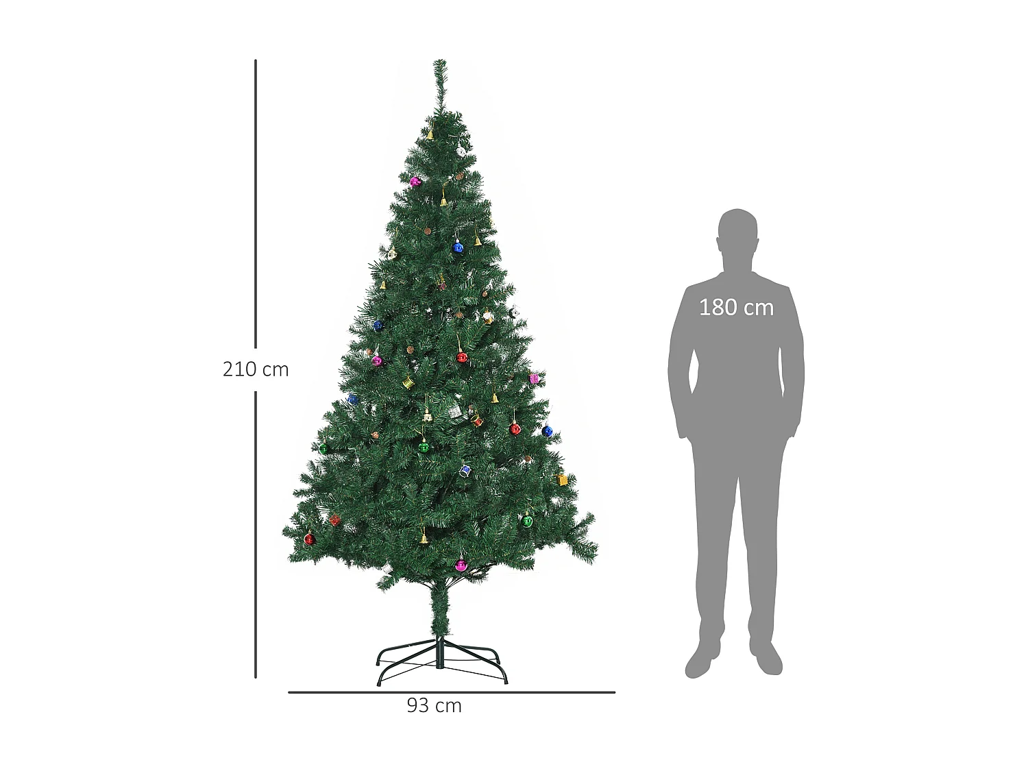 Árbol de navidad verde 93x93x210 cm HOMCOM