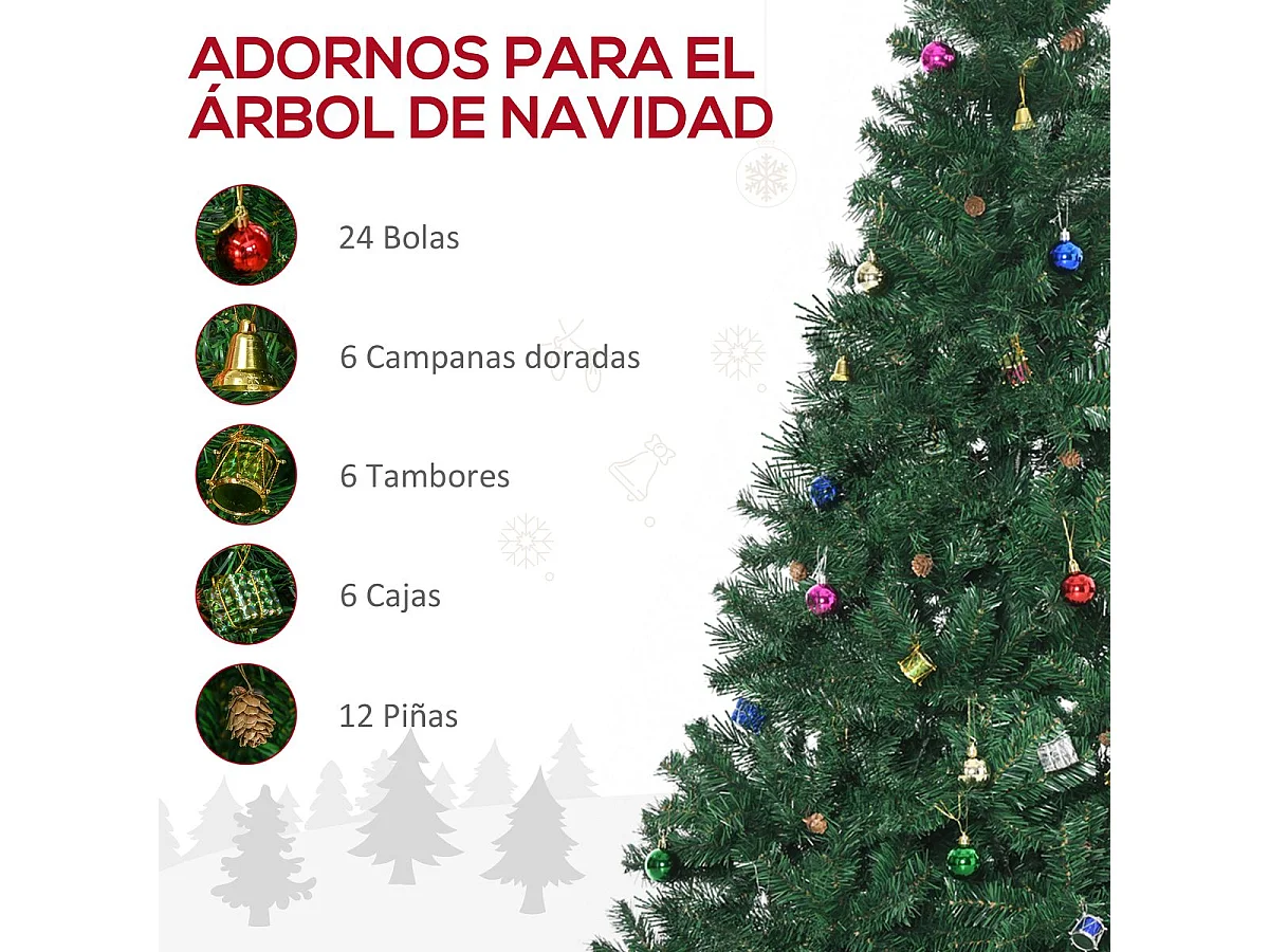 Árbol de navidad verde 93x93x210 cm HOMCOM