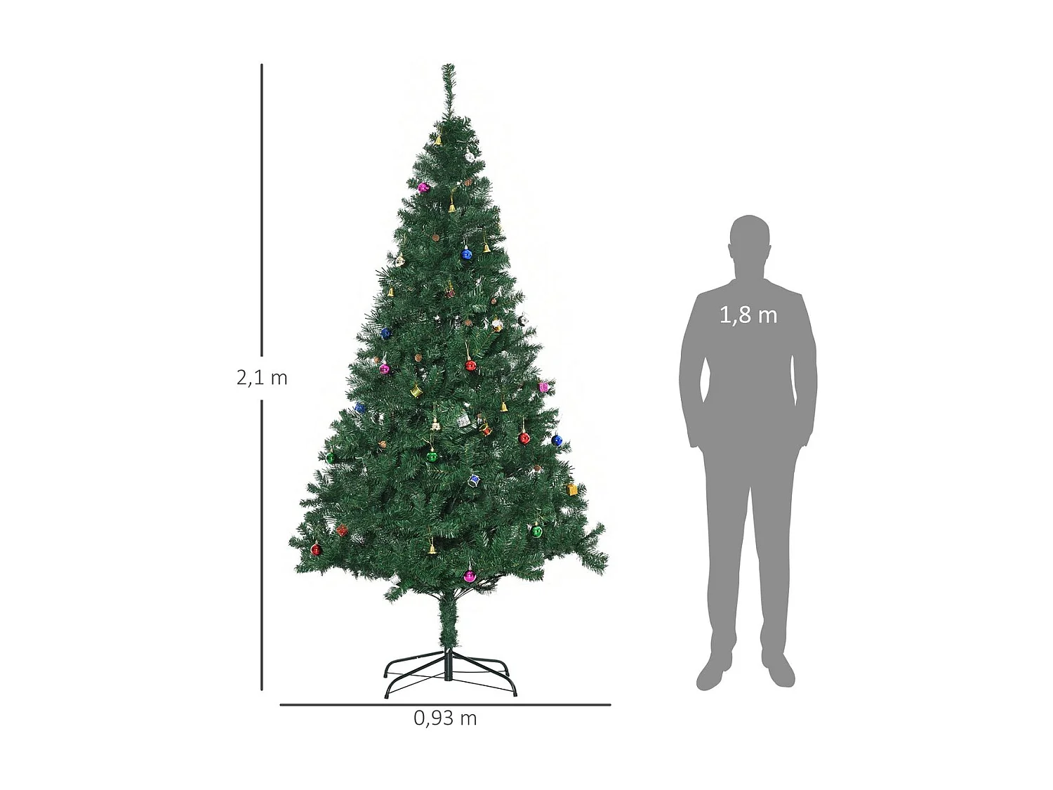 Árbol de navidad verde 93x93x210 cm HOMCOM