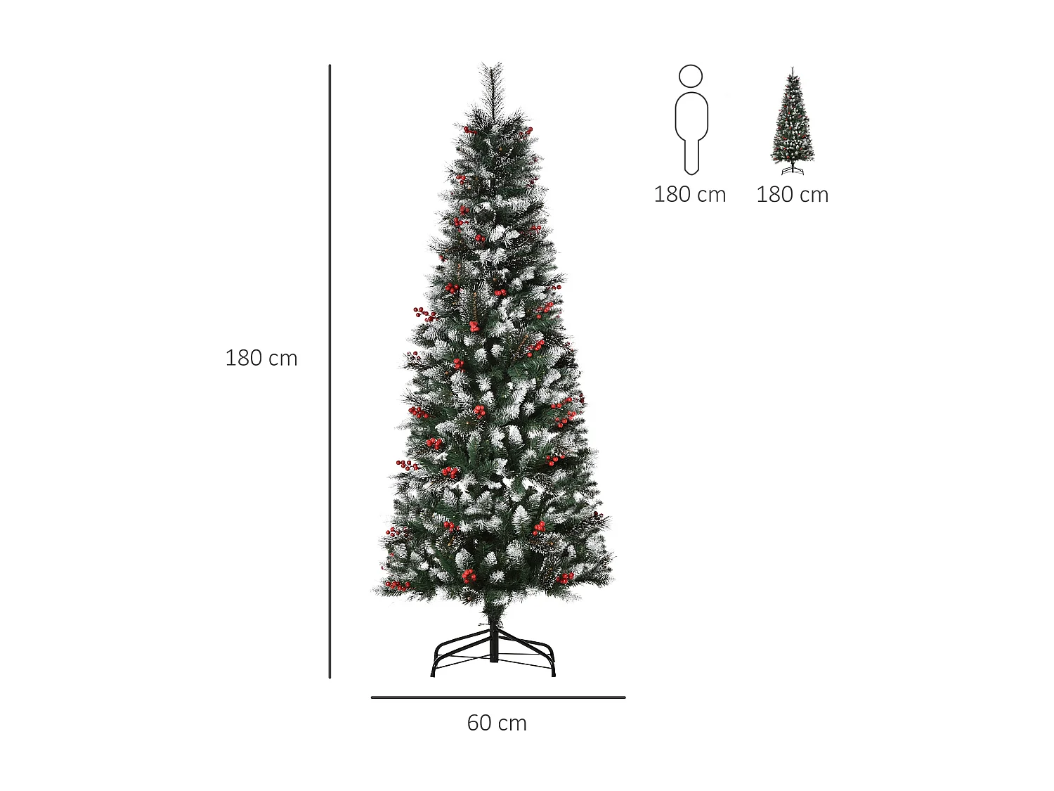 Árbol de navidad verde 60x60x180 cm HOMCOM