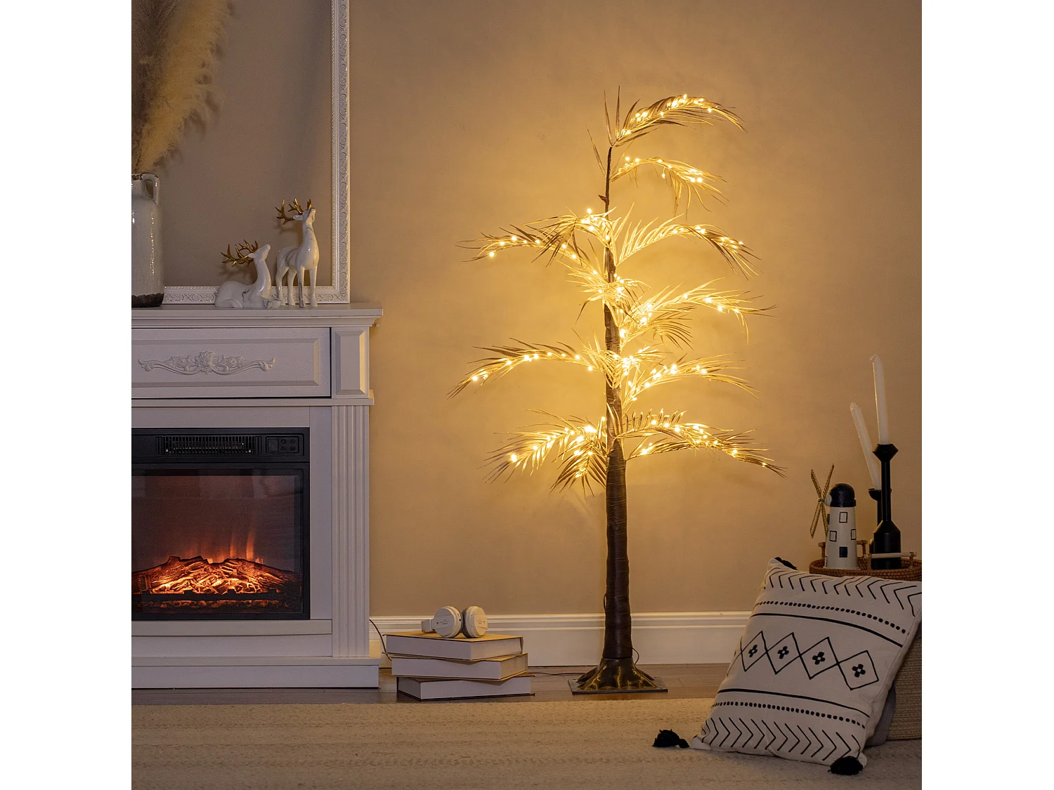 Lámpara de palmera oro 21x21x150 cm HOMCOM