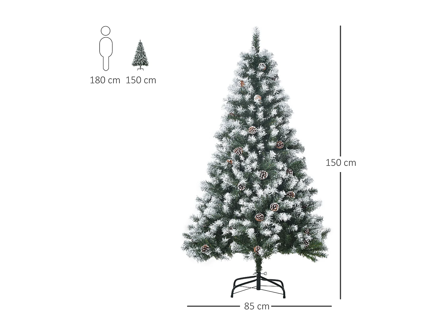Árbol de navidad verde 85x85x150 cm HOMCOM
