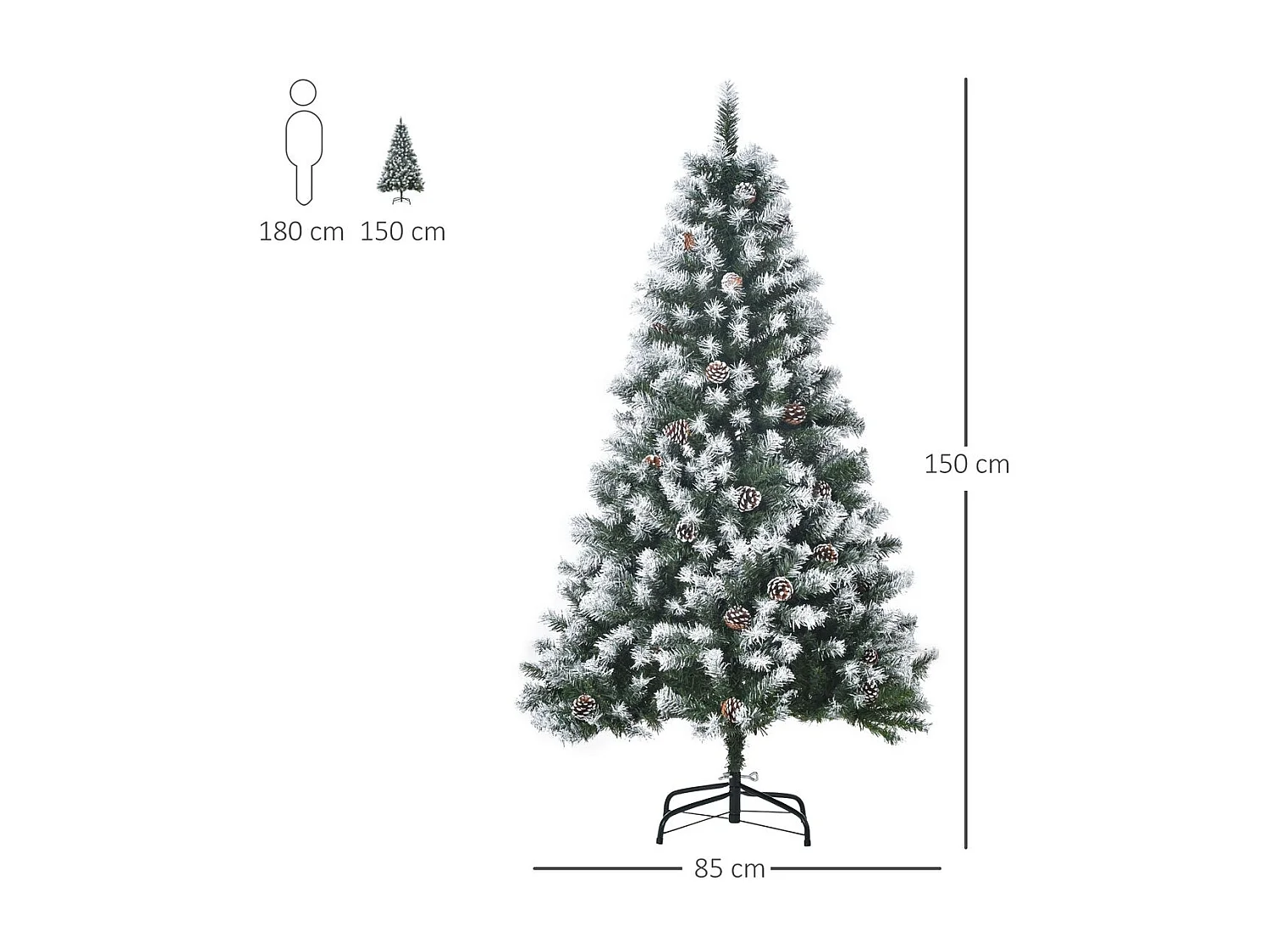 Árbol de navidad verde 85x85x150 cm HOMCOM