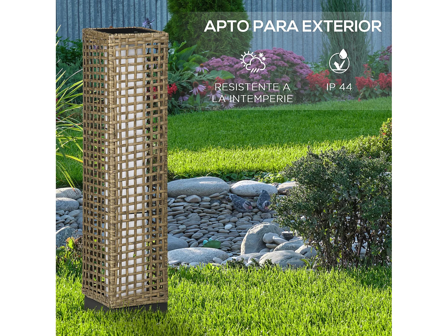 Lámpara de ratán arena 15.5x15.5x69 cm Outsunny