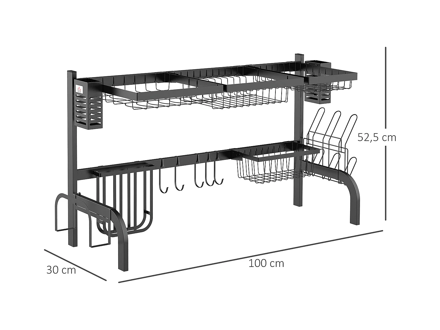Escurridor de platos negro 100x30x52.5 cm HOMCOM