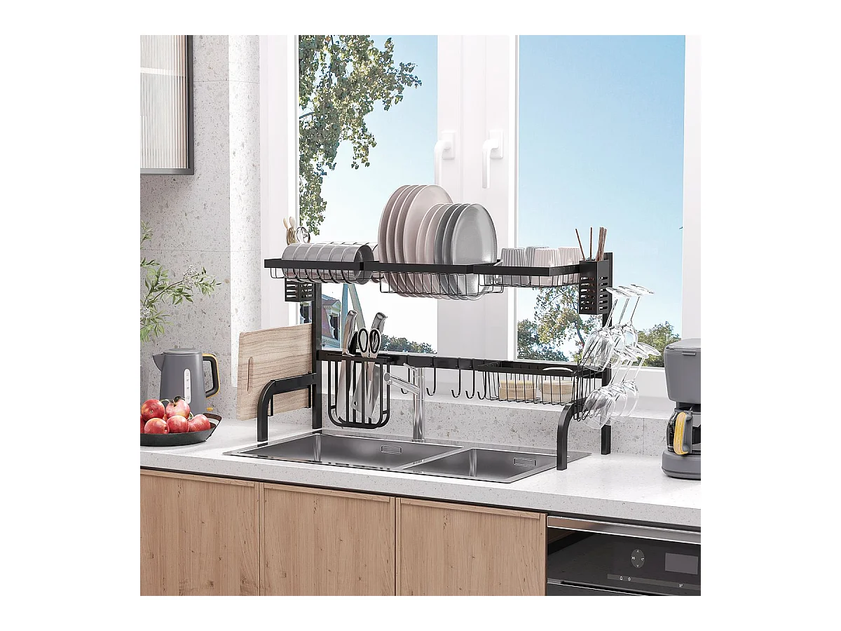 Escurridor de platos negro 100x30x52.5 cm HOMCOM