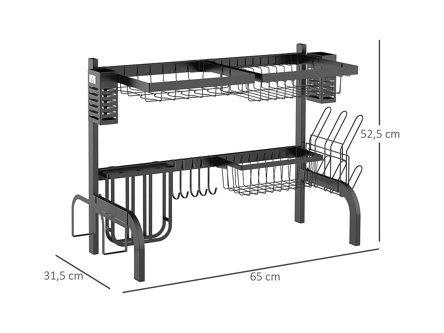 Escurridor de platos negro 65x31.5x52.5 cm HOMCOM