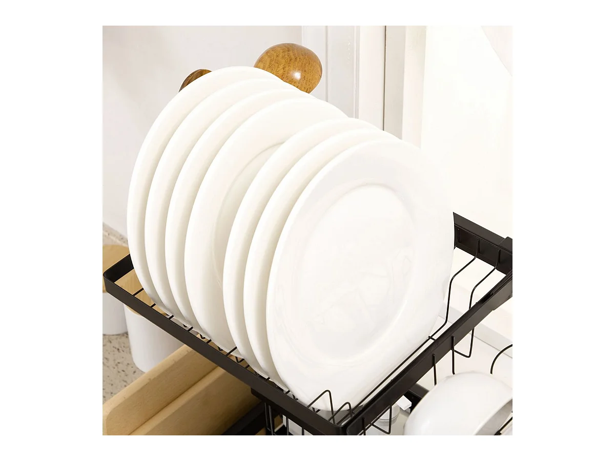 Escurridor de platos negro 65x31.5x52.5 cm HOMCOM