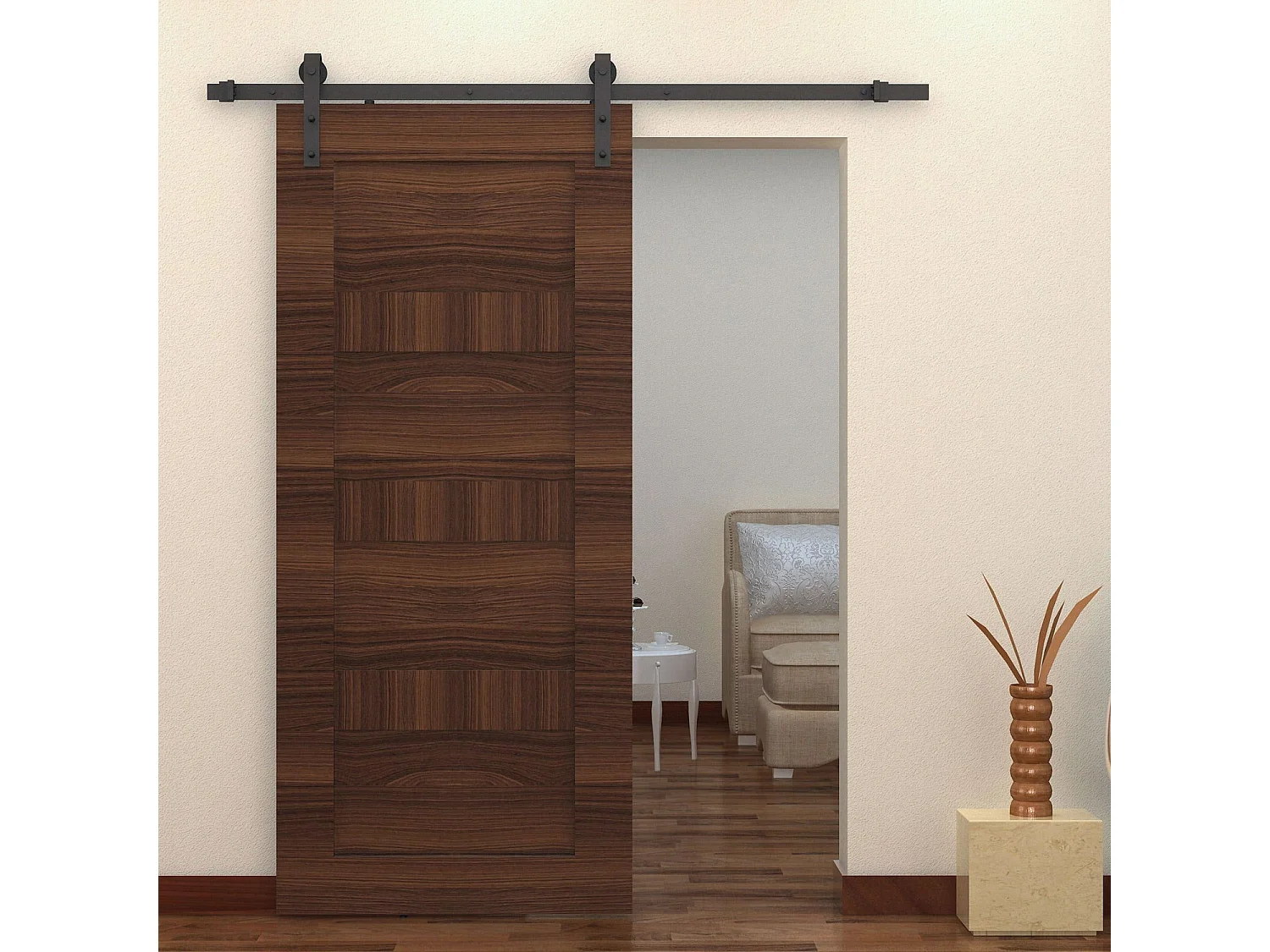 Montaje puerta corredera marrón 200x4x0.6 cm HOMCOM