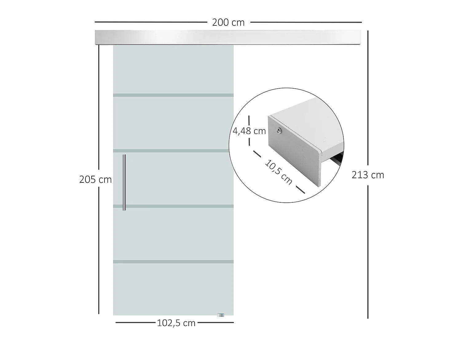Puerta corredera translucido y a rayas transparentes 200x213 cm HOMCOM