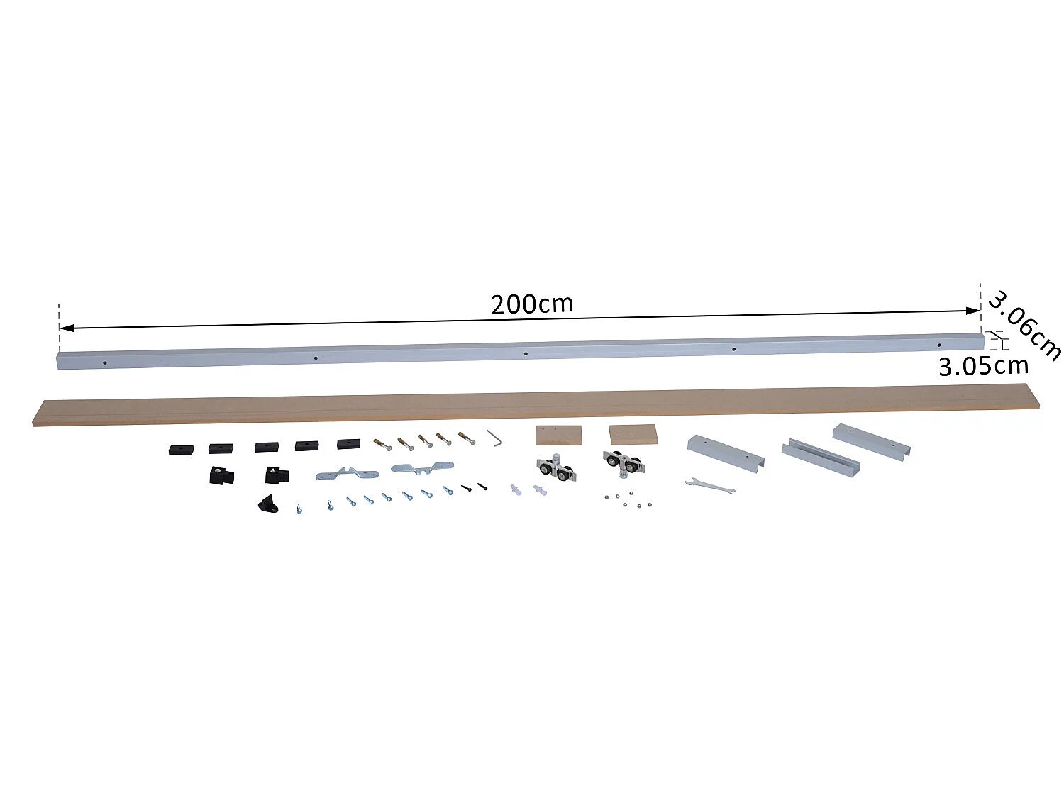 Kit instalacion puerta corredera marrón 200x3.05x3.06 cm HOMCOM
