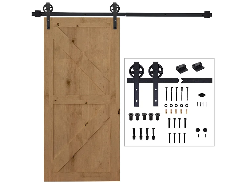 Kit de accesorios para puerta corredera negro 200x4x0,6cm HOMCOM