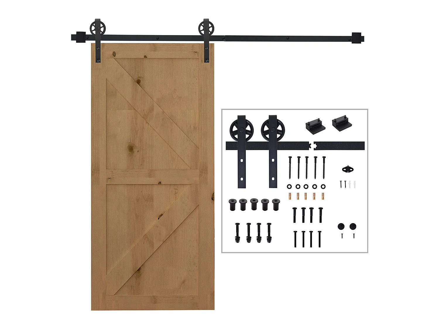 Kit de accesorios para puerta corredera negro 200x4x0,6cm HOMCOM