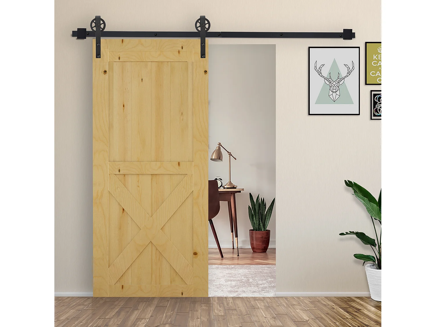 Kit de accesorios para puerta corredera negro 200x4x0,6cm HOMCOM