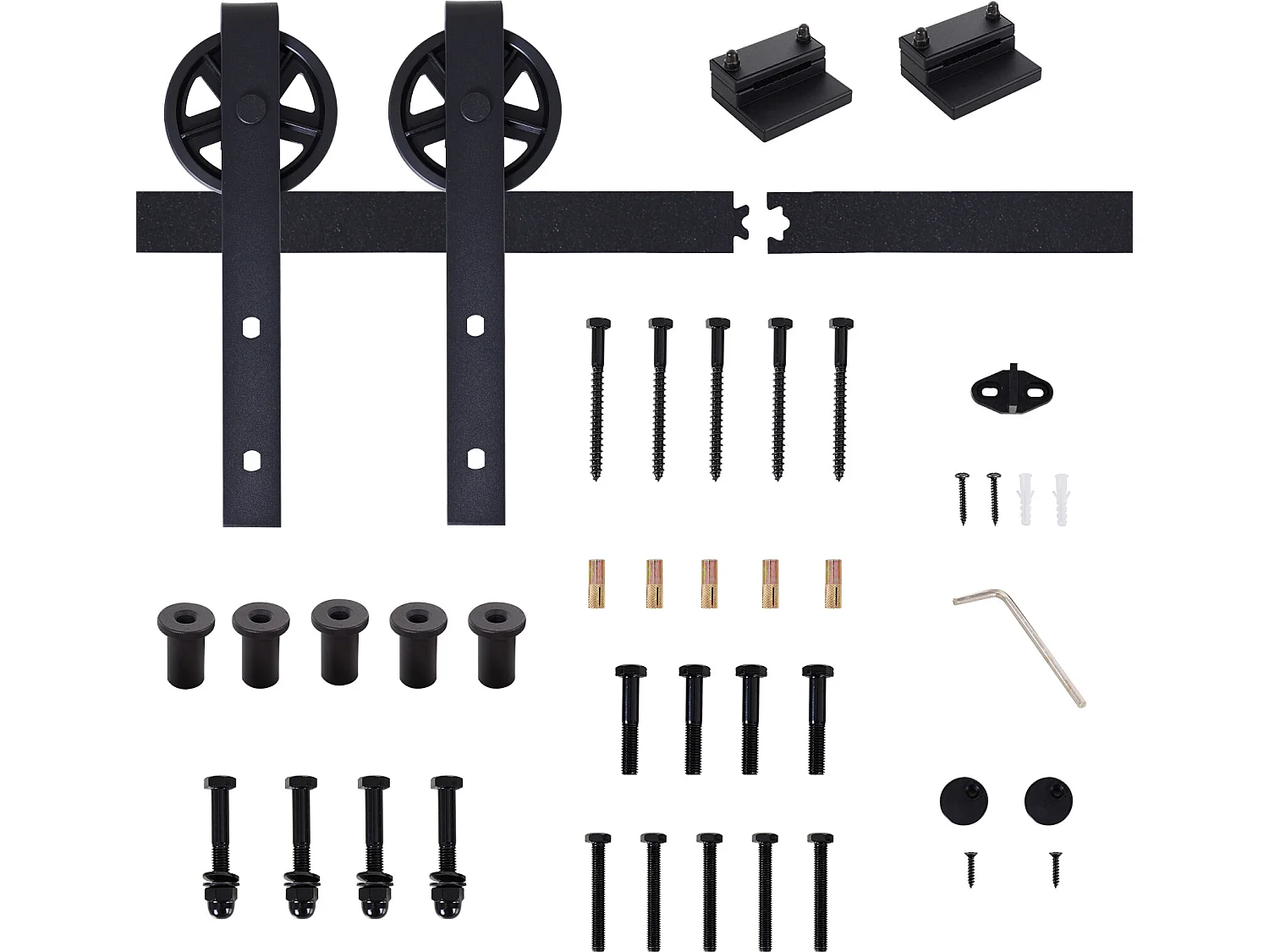 Kit de accesorios para puerta corredera negro 200x4x0,6cm HOMCOM