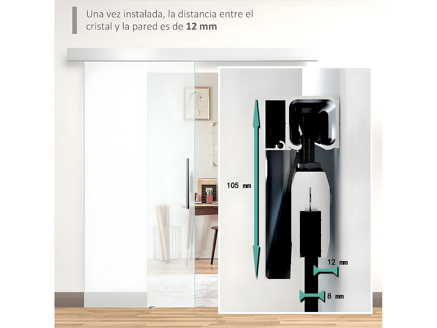 Puerta corredera transparente 200x213 cm HOMCOM