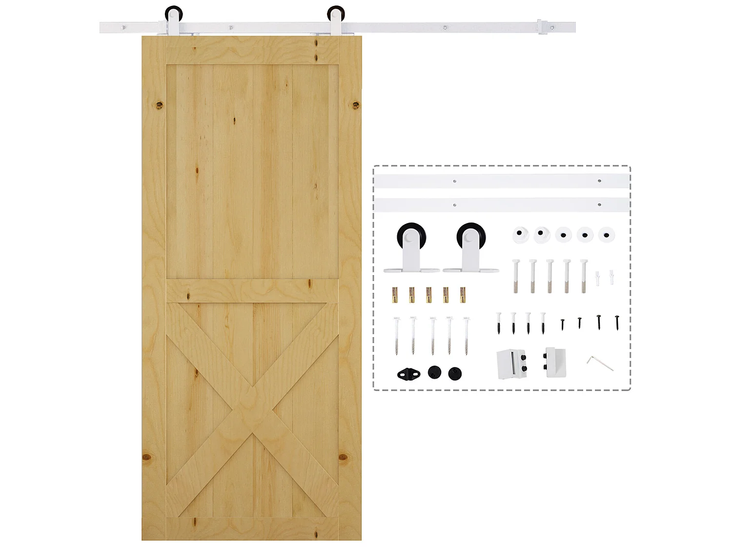 Herraje para puerta corredera blanco 183x0.6x4 cm HOMCOM