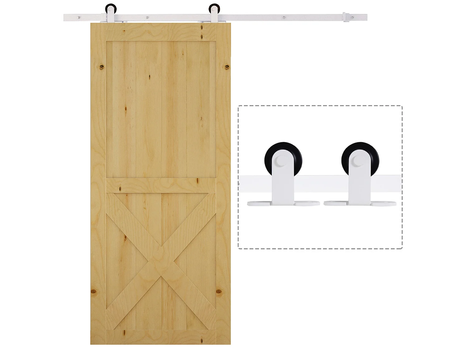 Herraje para puerta corredera blanco 183x0.6x4 cm HOMCOM