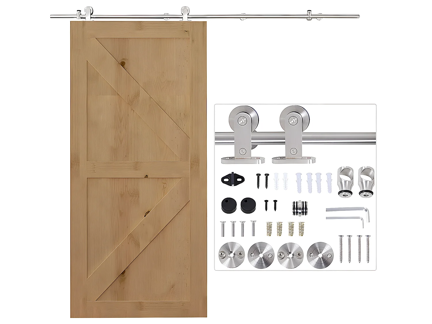 Kit instalacion puerta corredera acero inoxidable ø2,5x200 cm HOMCOM