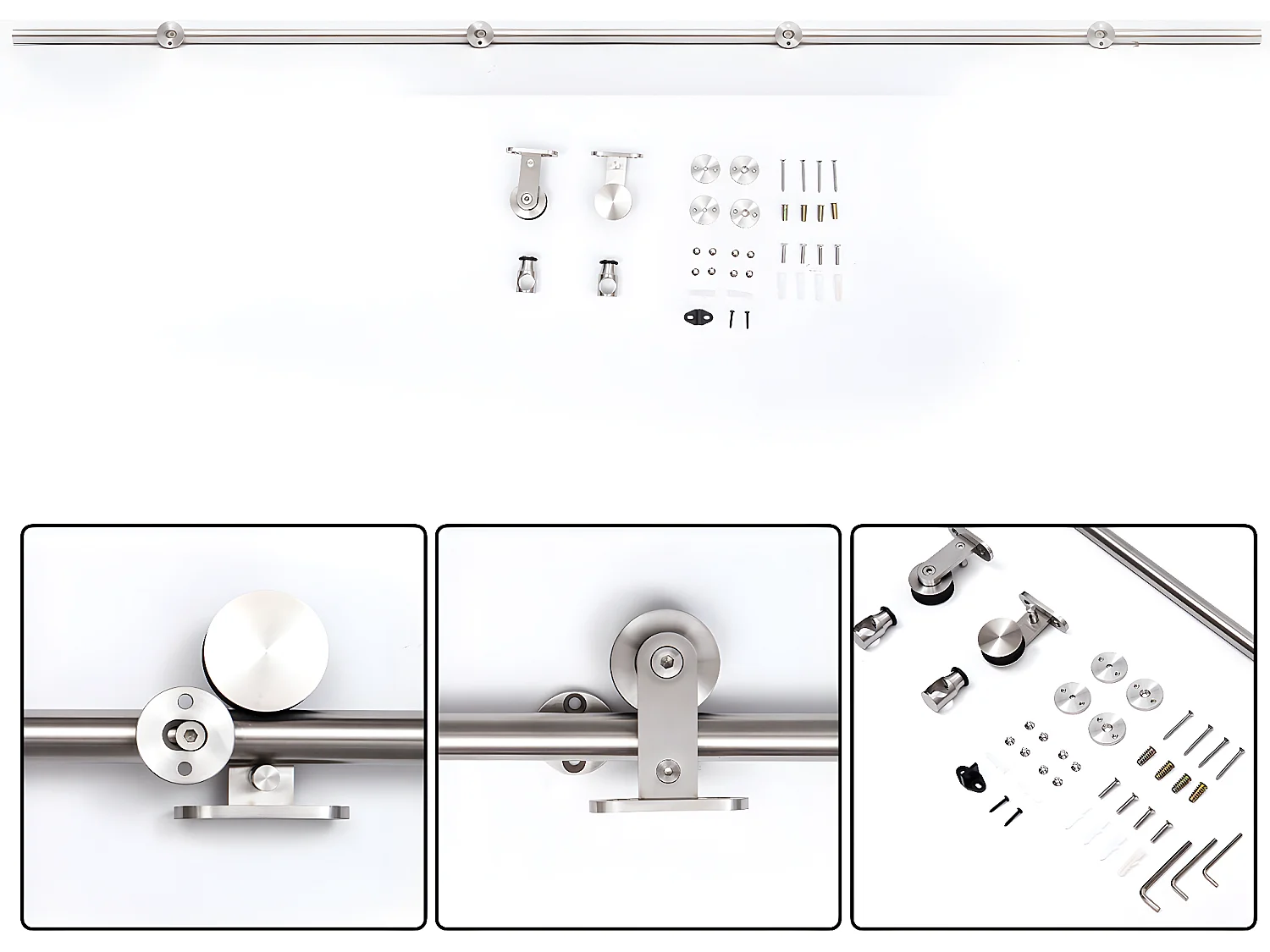 Kit instalacion puerta corredera acero inoxidable ø2,5x200 cm HOMCOM