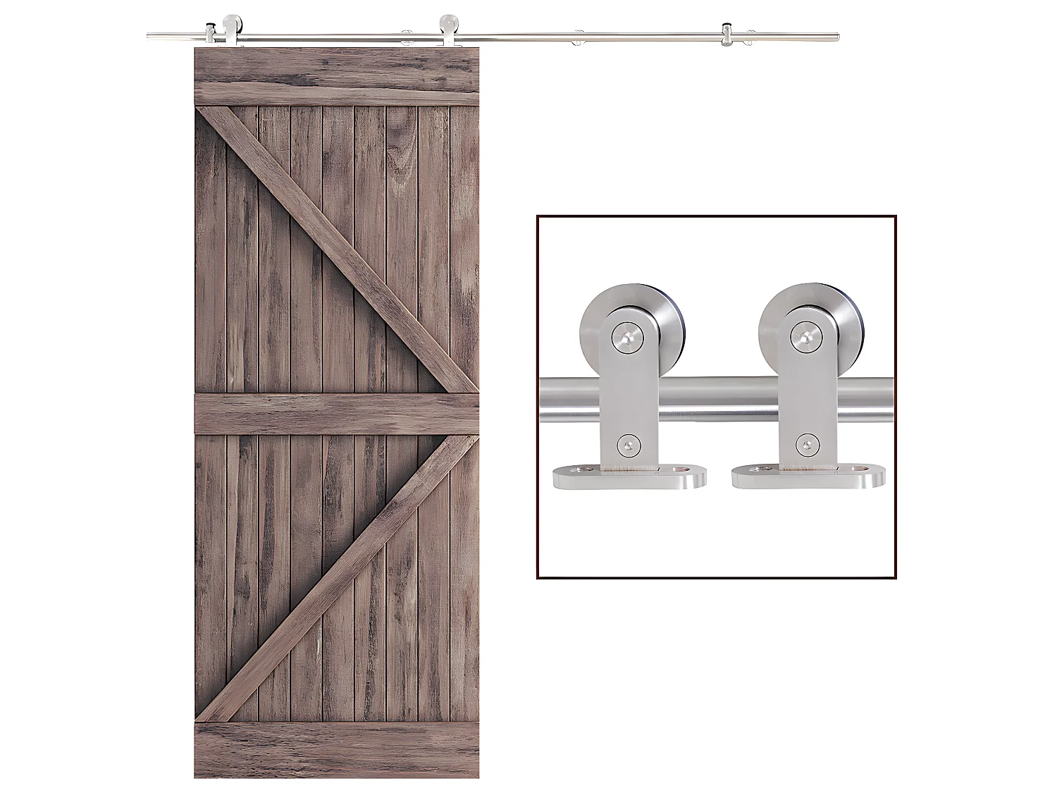 Kit instalacion puerta corredera acero inoxidable ø2,5x200 cm HOMCOM