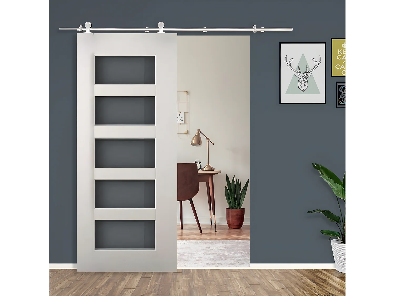 Kit instalacion puerta corredera acero inoxidable ø2,5x200 cm HOMCOM