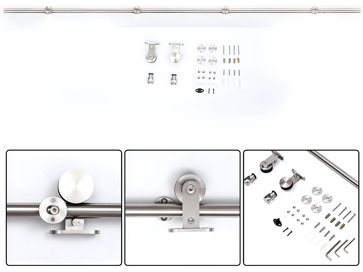 Kit instalacion puerta corredera acero inoxidable ø2,5x200 cm HOMCOM