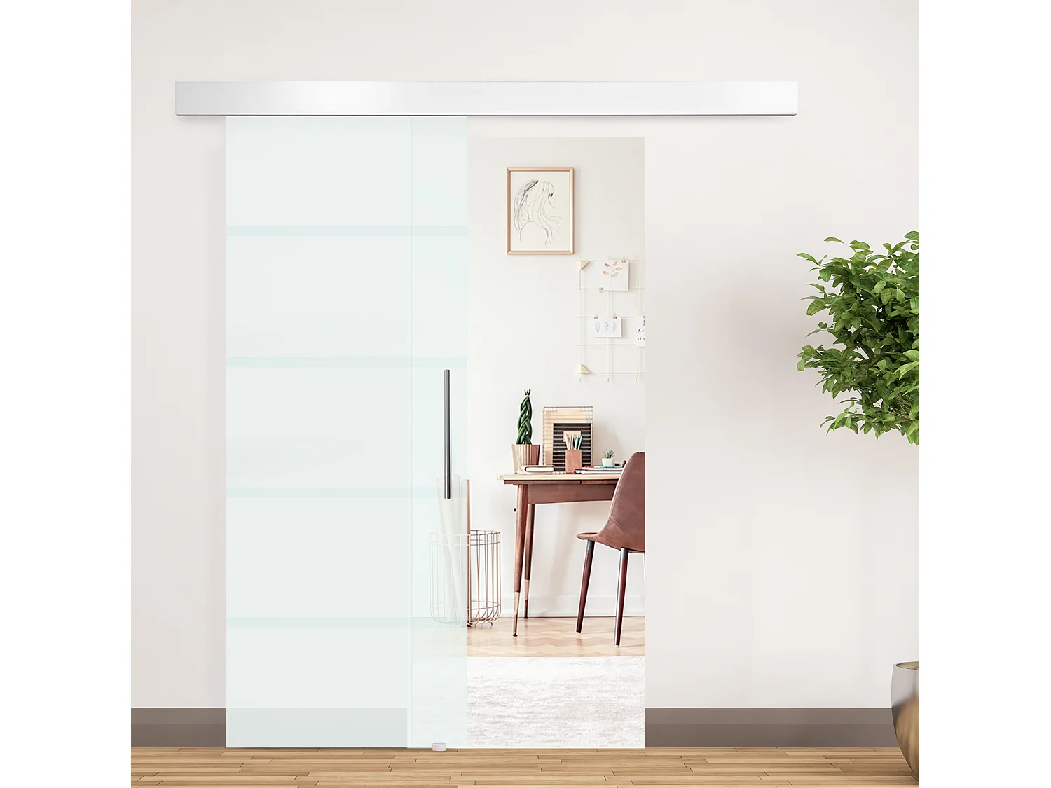 Puerta corredera transparente 200x213cm HOMCOM