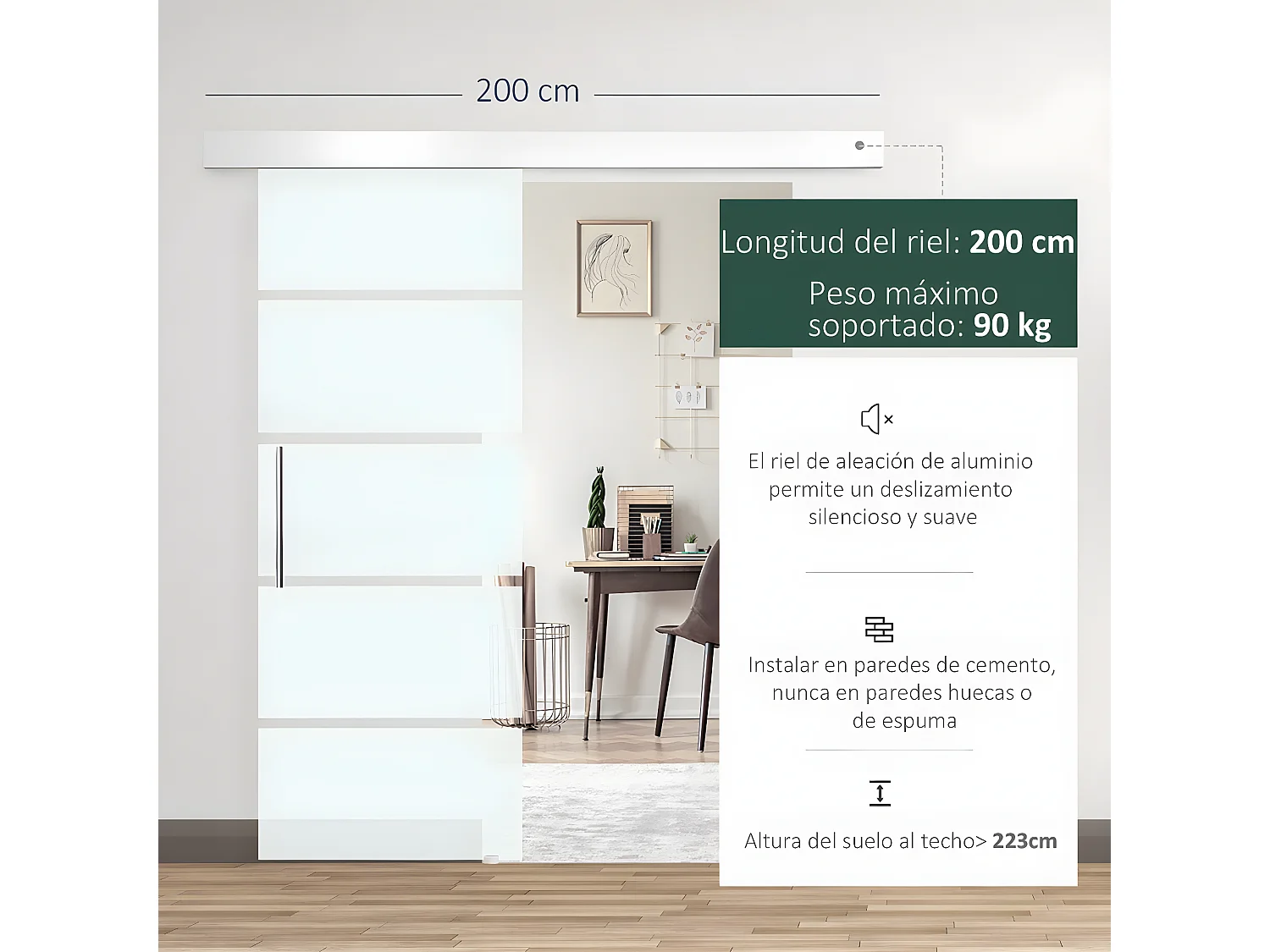 Puerta corredera transparente 200x213cm HOMCOM