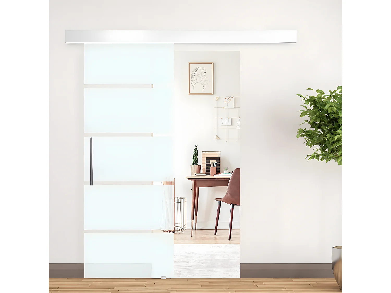 Puerta corredera transparente 200x213cm HOMCOM