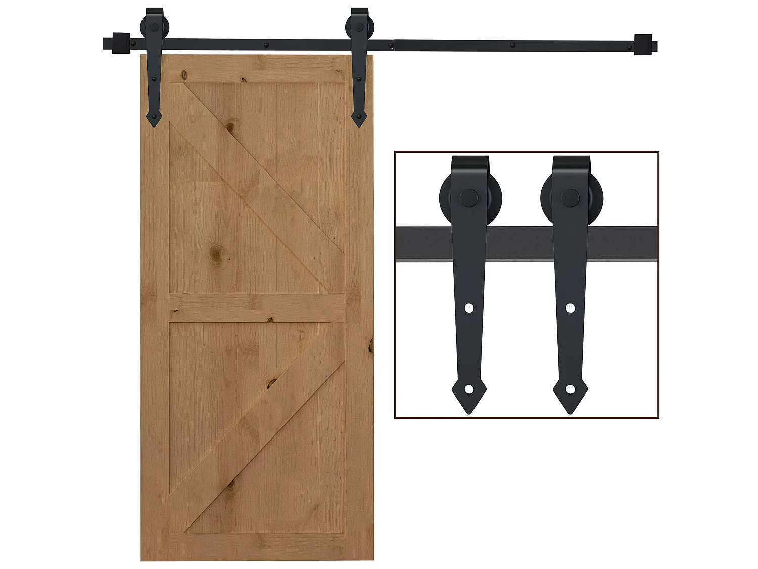 Herraje para puerta corredera negro 200x0.6x4 cm HOMCOM