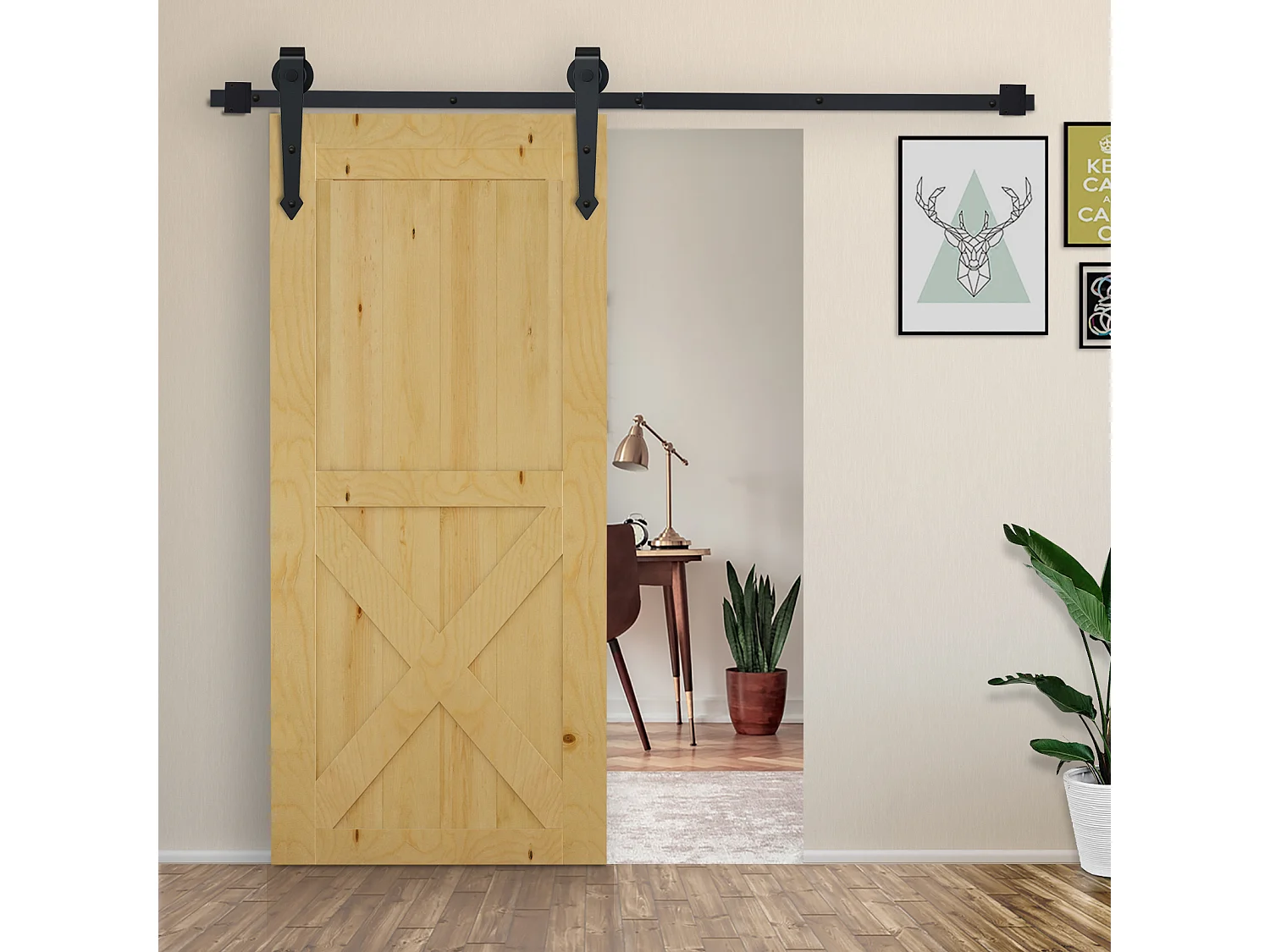 Herraje para puerta corredera negro 200x0.6x4 cm HOMCOM