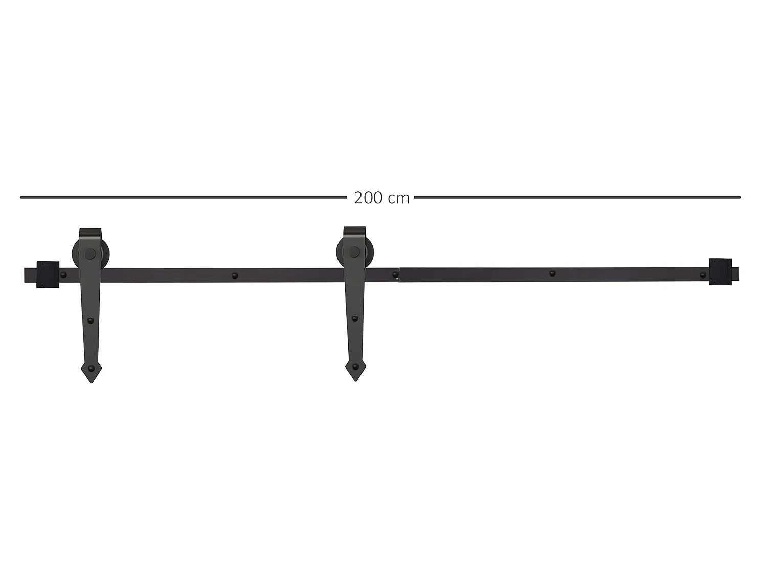 Herraje para puerta corredera negro 200x0.6x4 cm HOMCOM
