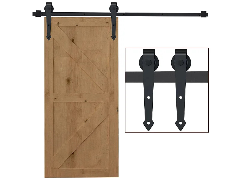 Herraje para puerta corredera negro 200x0.6x4 cm HOMCOM