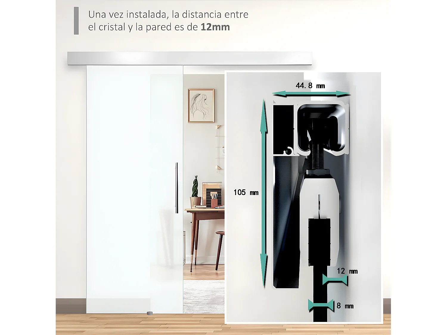 Puerta corredera transparente 200x213 cm HOMCOM