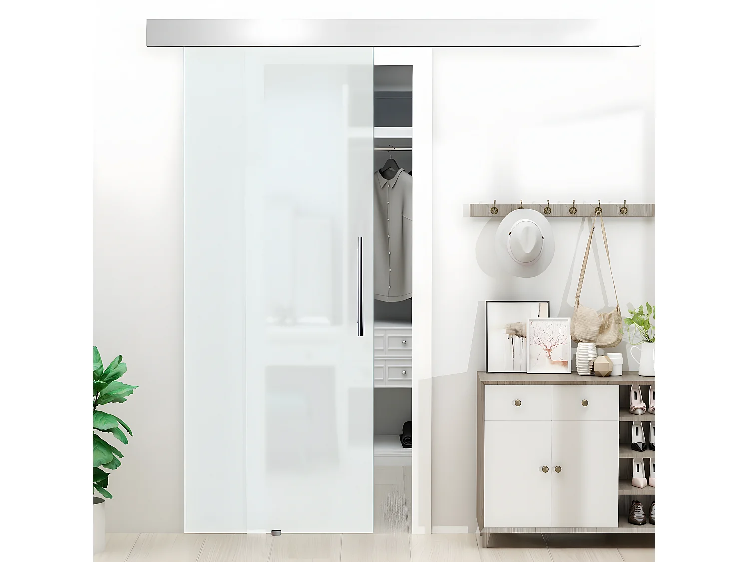 Puerta corredera transparente 200x213 cm HOMCOM