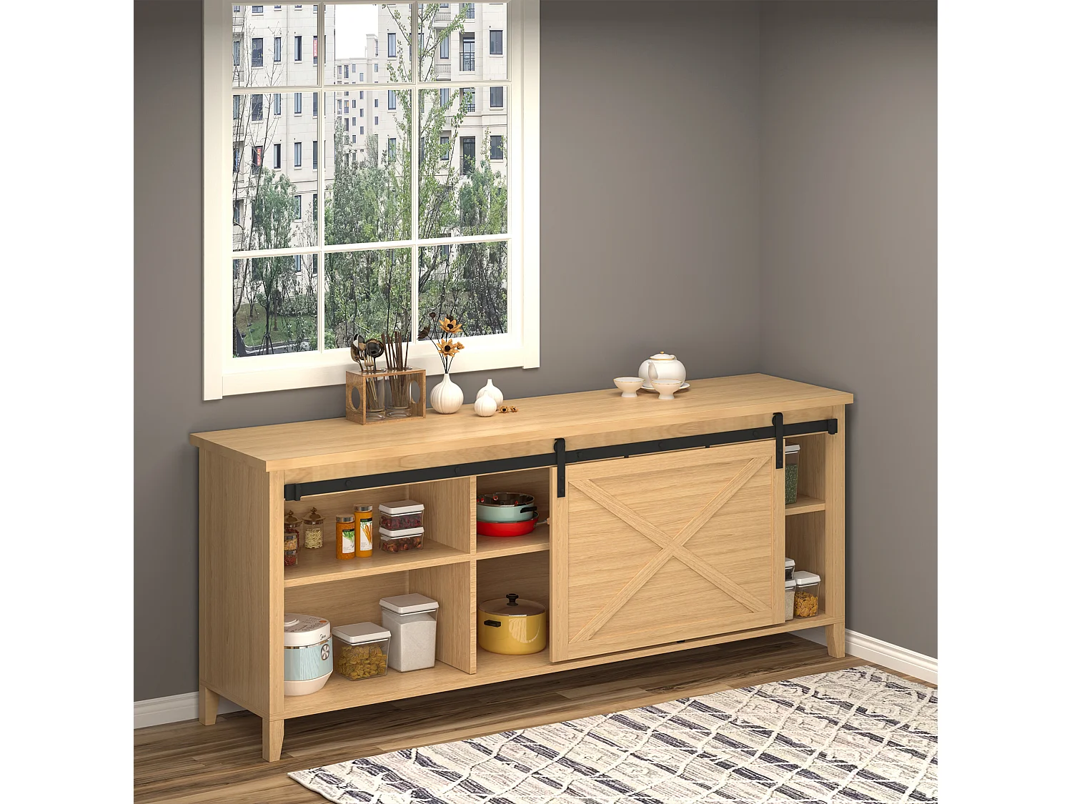 Herraje para puerta negro 200x0.4x18 cm HOMCOM