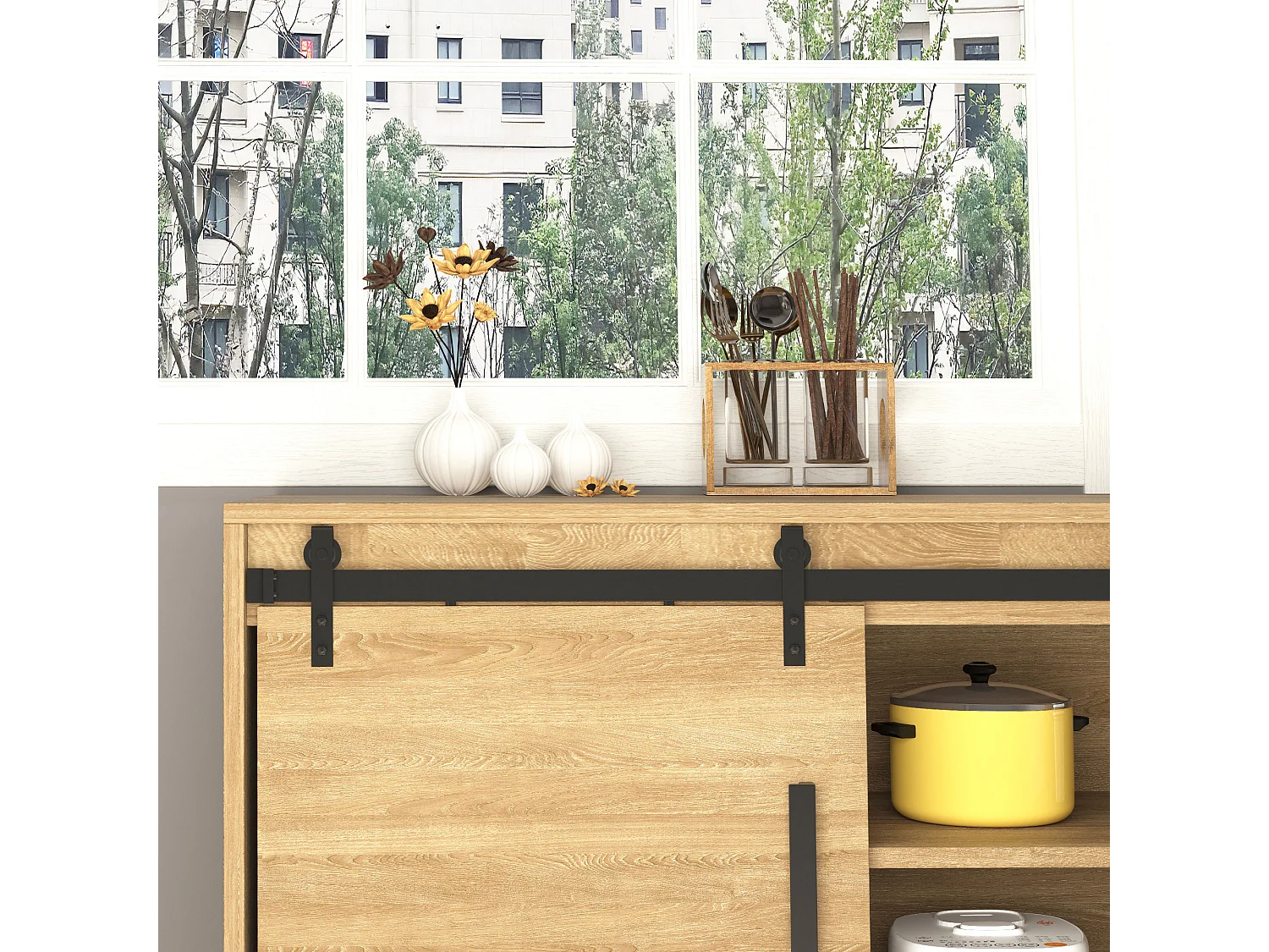 Herraje para puerta negro 200x0.4x18 cm HOMCOM