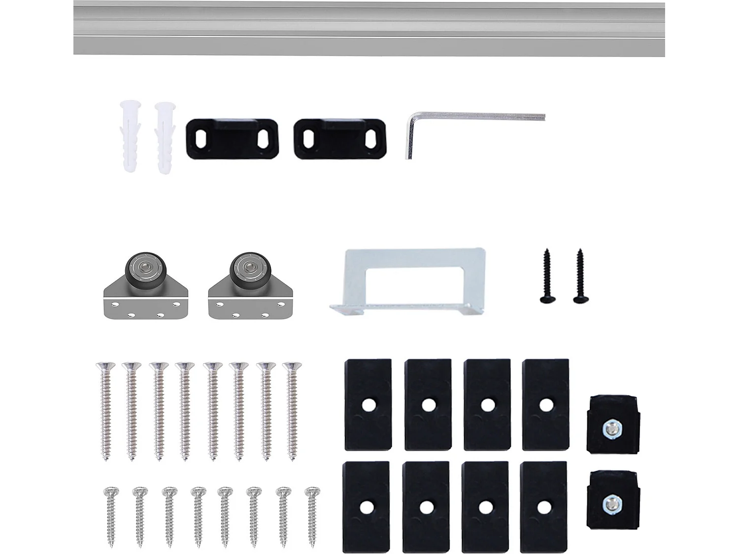 Herraje para puerta corredera plata 186x2.5x3.77 cm HOMCOM