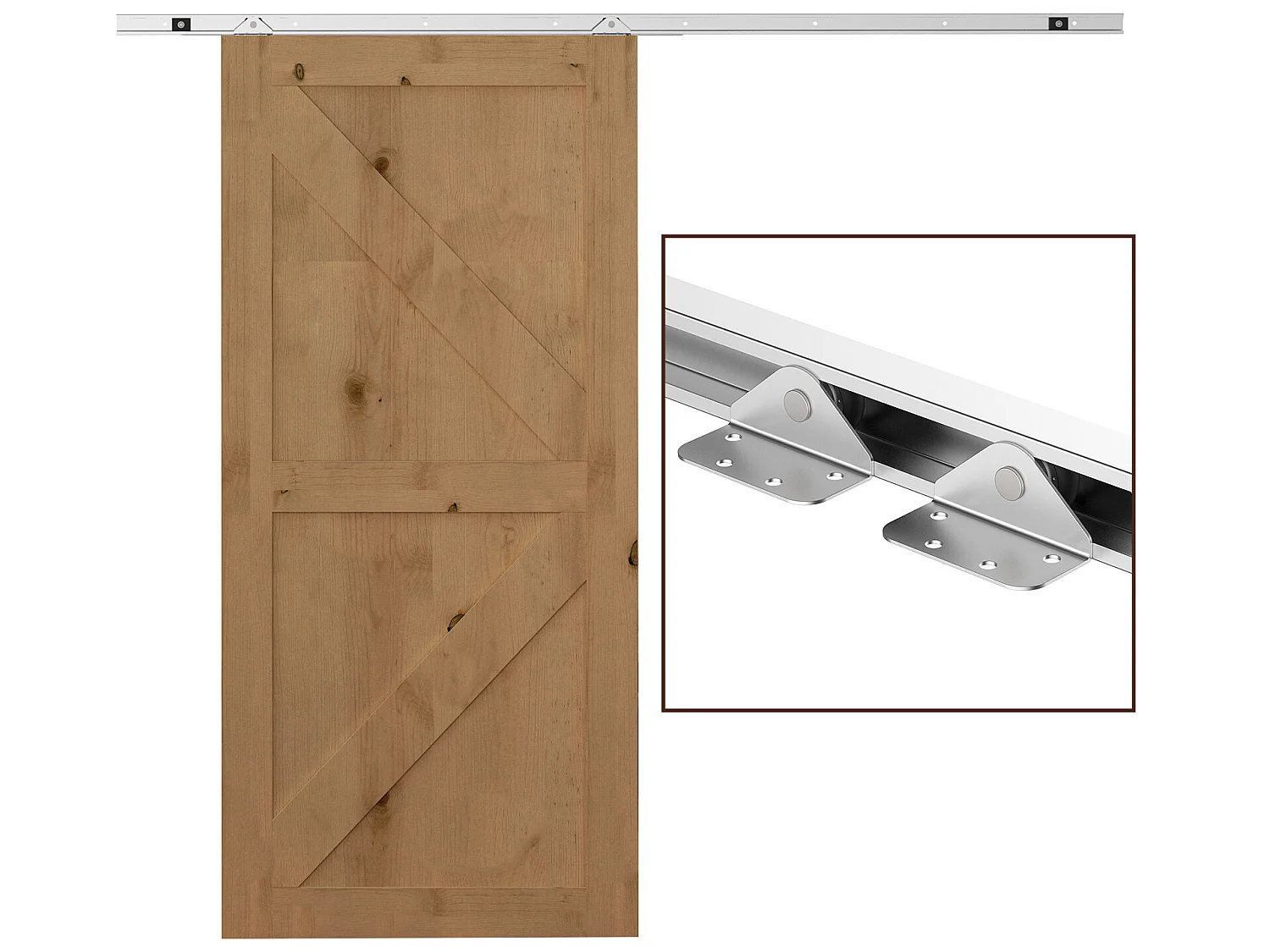 Herraje para puerta corredera plata 186x2.5x3.77 cm HOMCOM