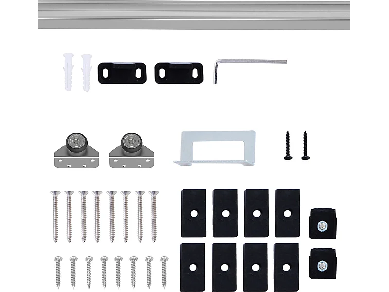 Herraje para puerta corredera plata 186x2.5x3.77 cm HOMCOM