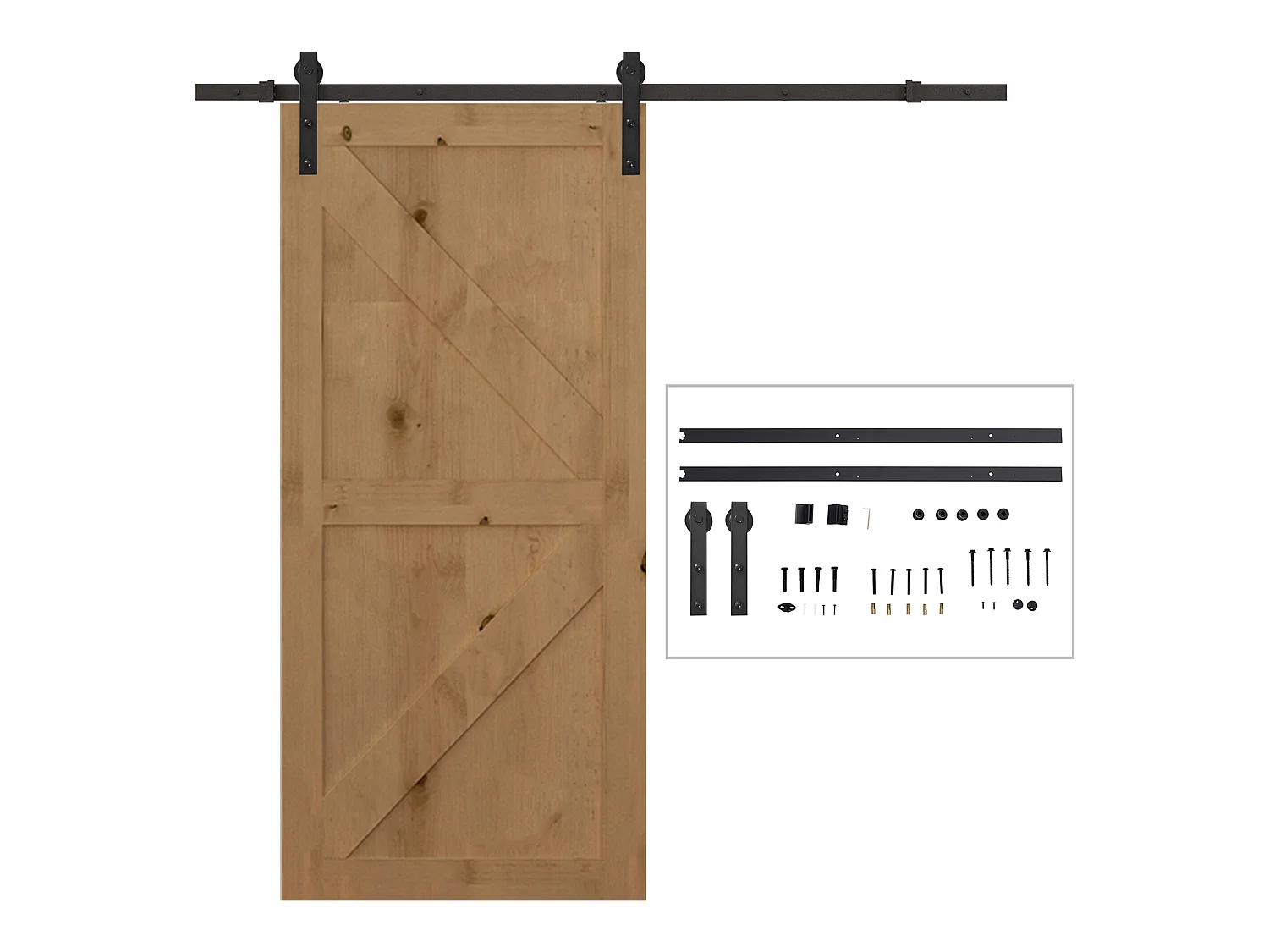 Kit de accesorios para puerta corredera negro 200x4x0,7cm HOMCOM