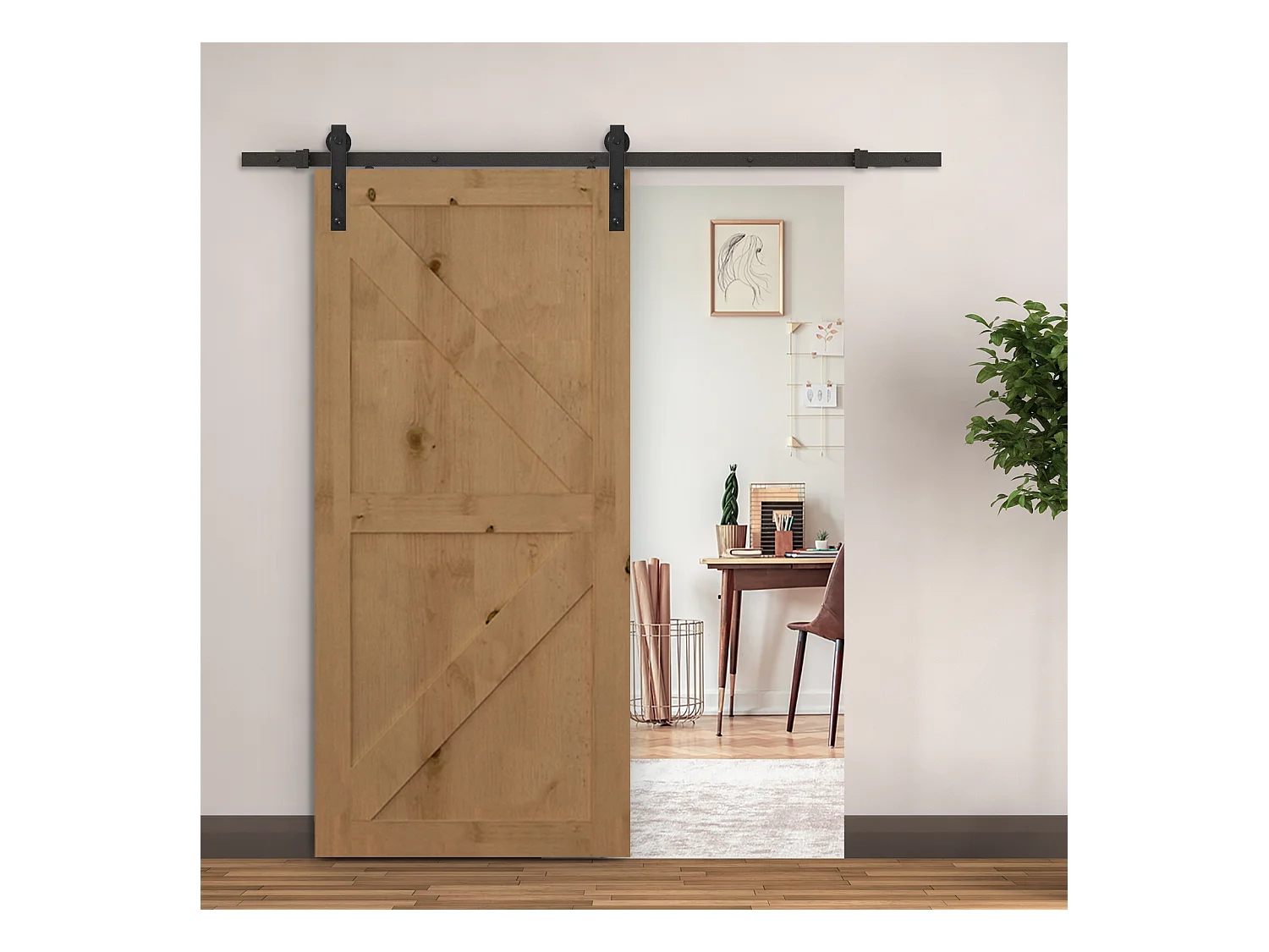 Kit de accesorios para puerta corredera negro 200x4x0,7cm HOMCOM