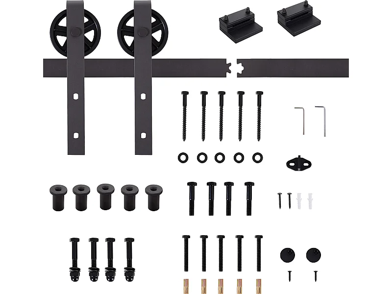 Herraje para puerta corredera café oscuro 183x4x0.6 cm HOMCOM