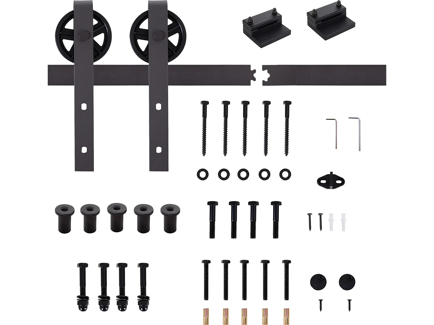 Herraje para puerta corredera café oscuro 183x4x0.6 cm HOMCOM