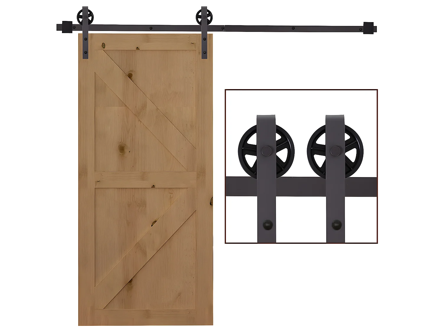 Herraje para puerta corredera café oscuro 183x4x0.6 cm HOMCOM