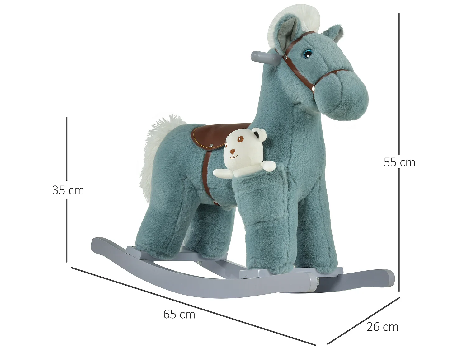 Caballito balancín para niños azul 65x26x55 cm HOMCOM