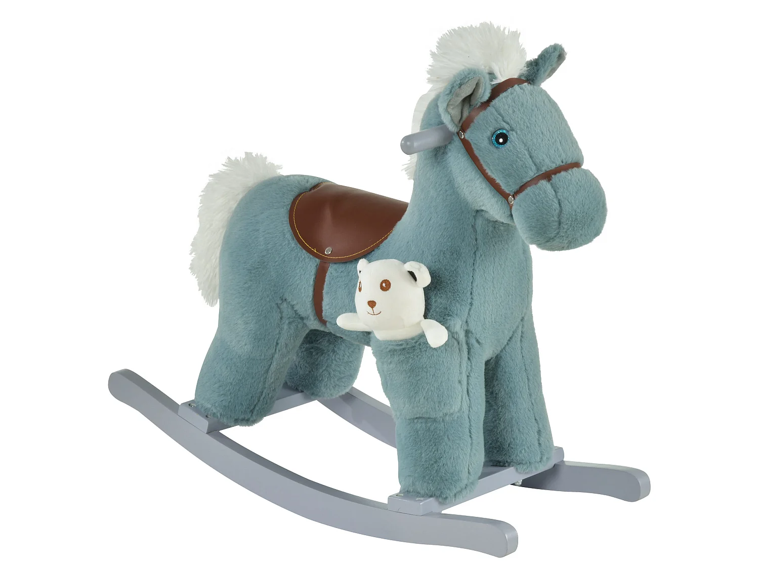 Caballito balancín para niños azul 65x26x55 cm HOMCOM