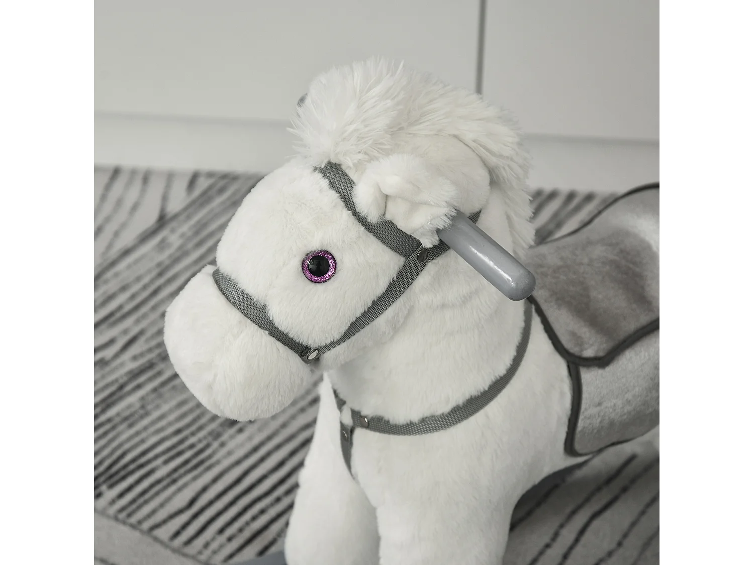 Caballito balancín para niños blanco 65x26x55 cm HOMCOM