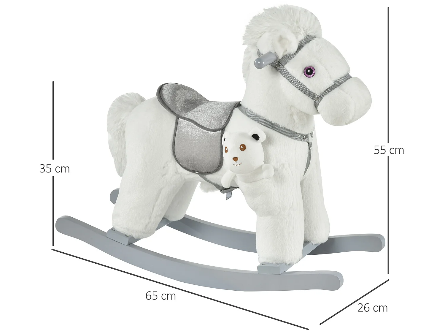 Caballito balancín para niños blanco 65x26x55 cm HOMCOM